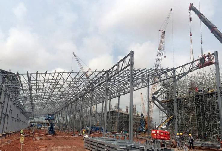 工程自动化仓库项目(p12a)正式开始吊装钢结构立柱,标志着项目施工